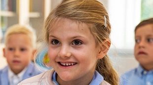 La Princesa Estela de Suecia derrocha felicidad en su primer día de colegio