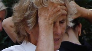 Mercedes Milá y Lorenzo Milá despiden a su madre, Mercedes Mencos, en un funeral en Esplugues del Llobregat