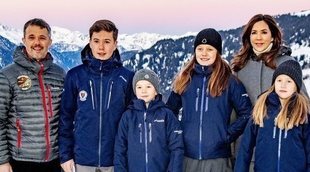 Los Príncipes Federico y Mary de Dinamarca posan con sus cuatro hijos en su primer día de internado en Suiza