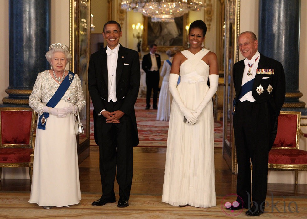 Isabel II, el Duque de Edimburgo y los Obama en Buckingham Palace