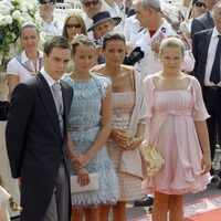 Estefanía de Mónaco y sus tres hijos en la boda de Alberto y Charlene