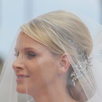 El velo de novia Charlene Wittstock durante su boda