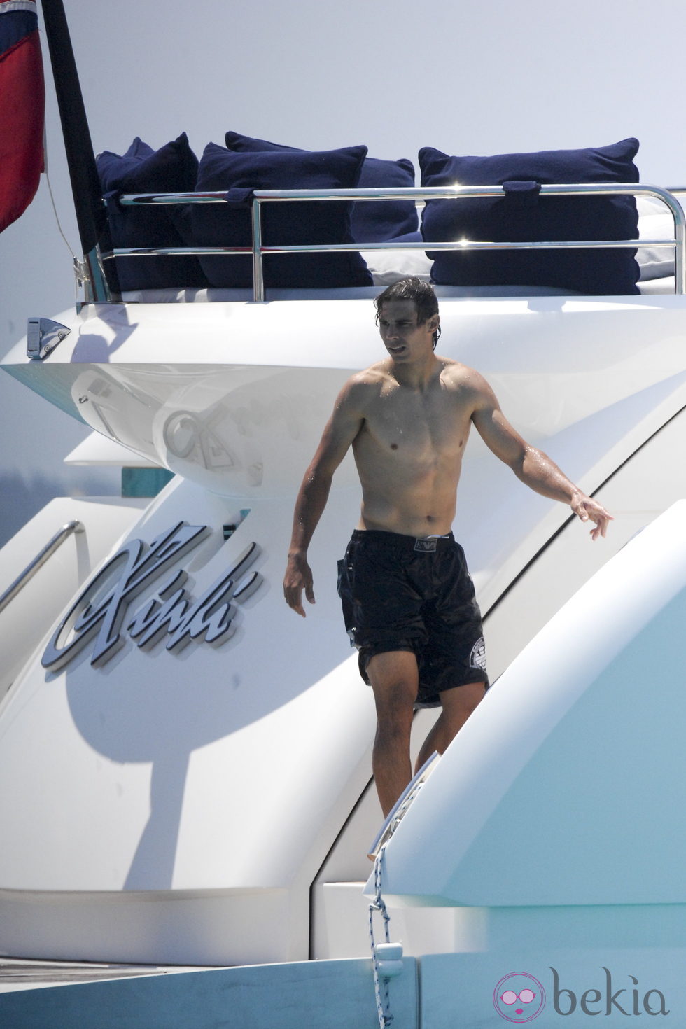 Rafa Nadal a bordo de un barco en Ibiza