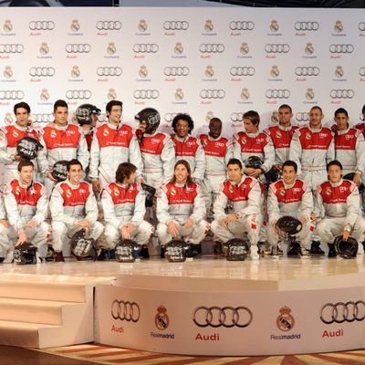 Todo el equipo del Real Madrid en el acto promocional de 'Audi'