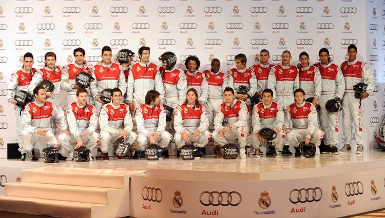 Todo el equipo del Real Madrid en el acto promocional de 'Audi'