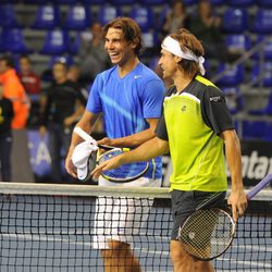 Rafa Nadal y David Ferrer en el partido homenaje a Andrés Gimeno