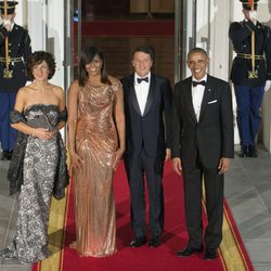Barack y Michelle Obama con el primer ministro de italia Matteo Renzi y su esposa Inés Landini