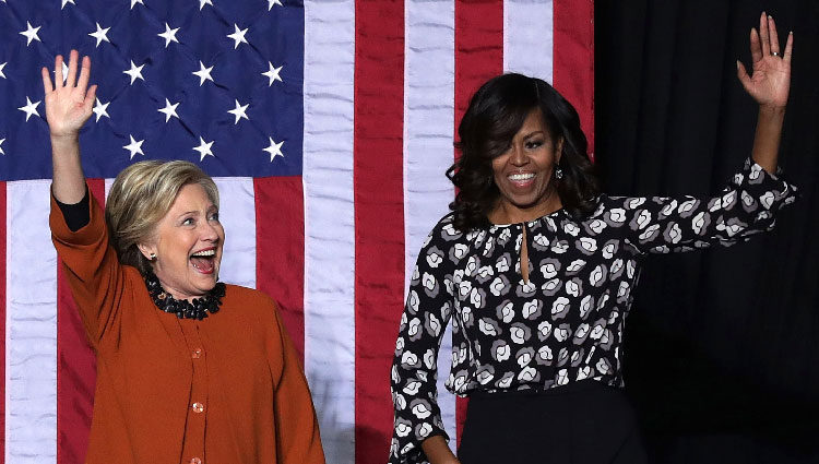 Michelle Obama apoyando a Hillary Clinton en su campaña electoral