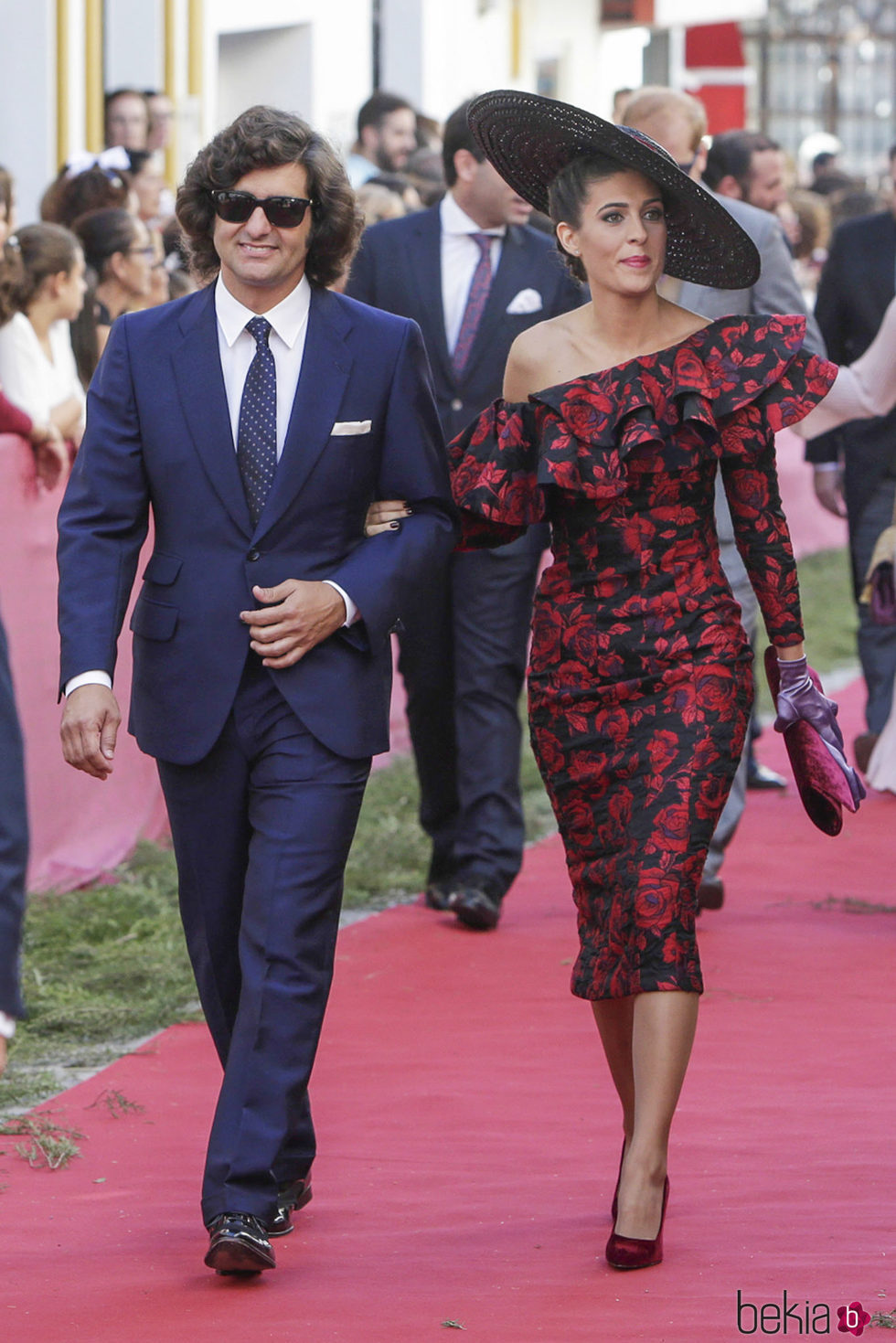 Morante de la puebla y su mujer Elisabeth Garrido en la boda del rejoneador Diego Ventura