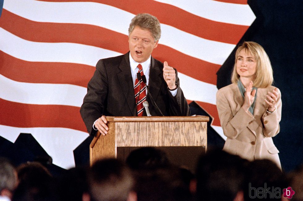 Bill Clinton durante un mitin de su campaña política