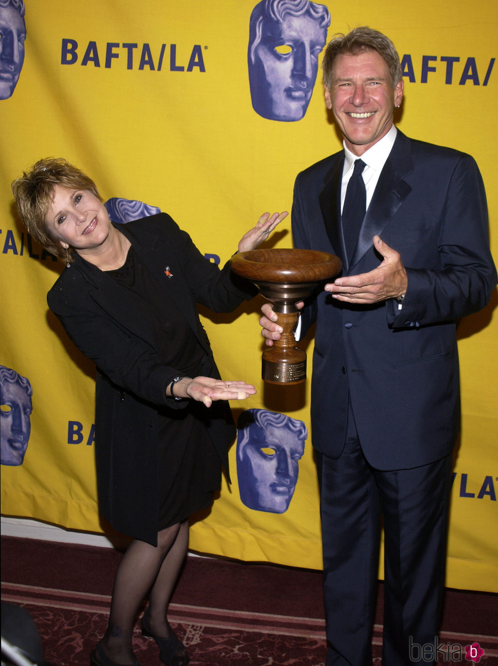 Carrie Fisher y Harrison Ford durante el XI Premio Anual BAFTA