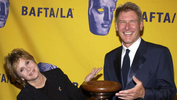 Carrie Fisher y Harrison Ford durante el XI Premio Anual BAFTA