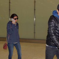 Ana Boyer y Fernando Verdasco en el aeropuerto de Madrid procedentes de Doha