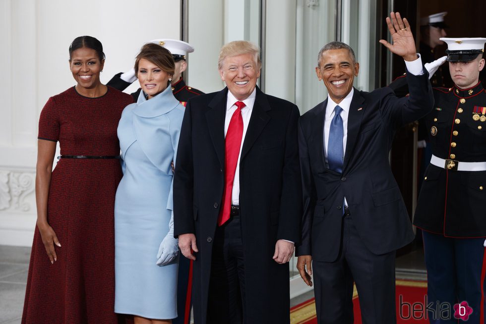 MIchelle Obama, Melania Trump, Donald Trump y Barack Obama en la Toma de Posesión de Donald Trump