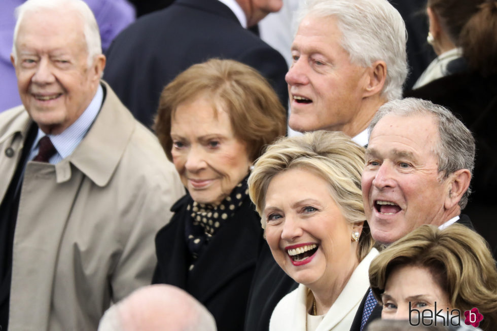 Hillary Clinton, Bill Clinton y George W. Bush en la toma de posesión de Donald Trump