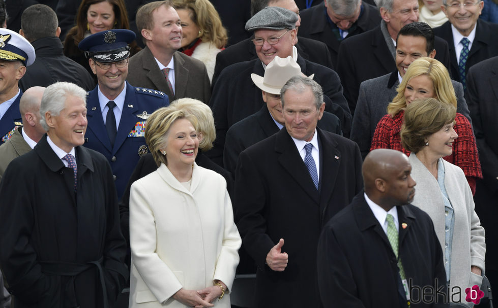 Hillary Clinton, George W. Bush y Bill Clinton en la toma de posesión de Trump
