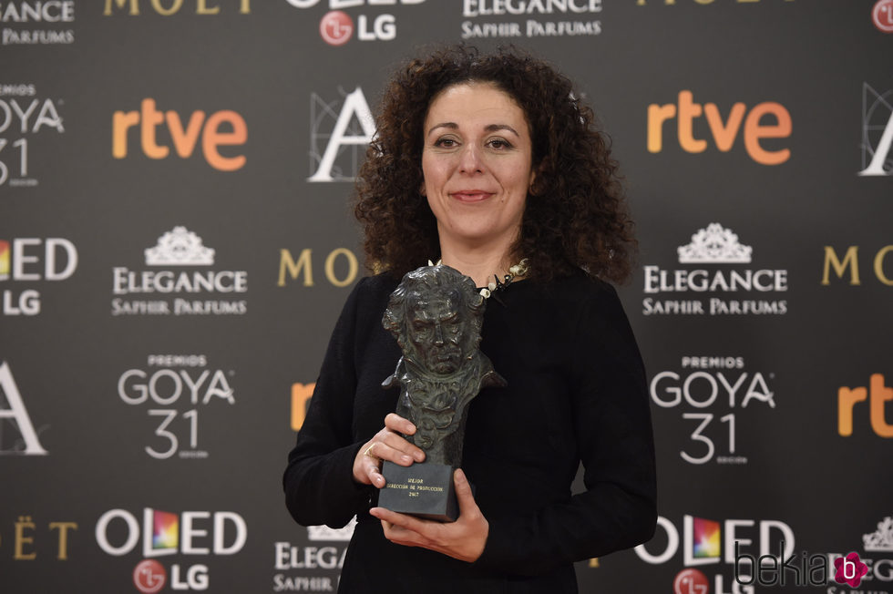 La productora Sandra Hermida Muñiz con su Goya a Mejor Dirección de Producción