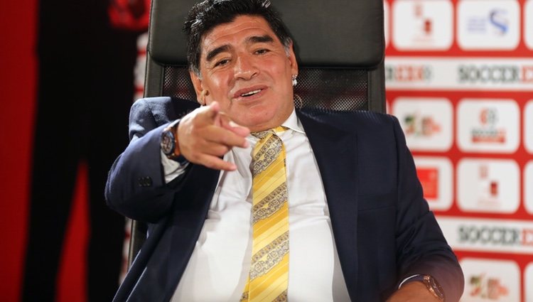 Maradona en el estadio de fútbol de los Soccerex