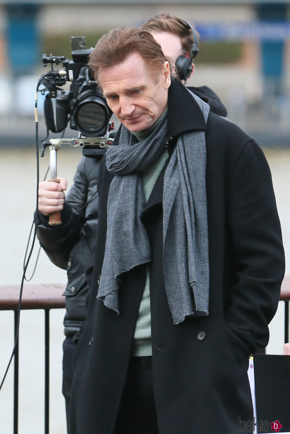 Liam Neeson en el set de rodaje de 'Love Actually 2'