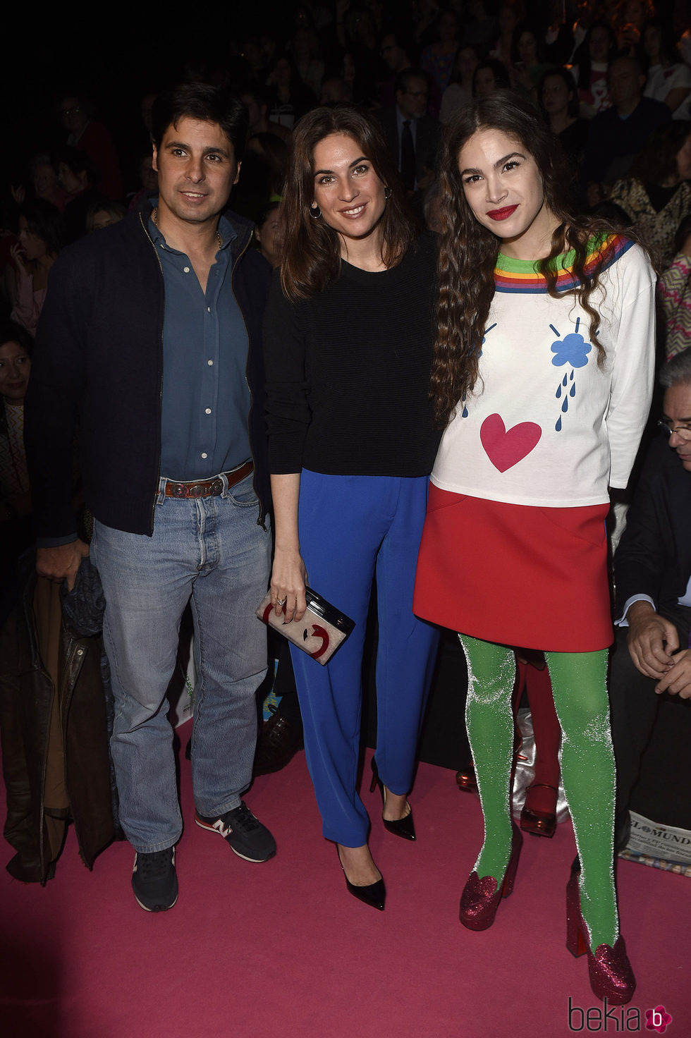 Fran Rivera, Lourdes Montes y Cósima Ramírez en el front row del desfile de Ágatha Ruiz de la Prada en Madrid Fashion Week otoño/invierno 2017/2018