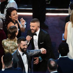 Justin Timberlake actuando en la entrega de los Premios Oscar 2017