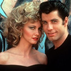 Olivia Newton-John y John Travolta en el rodaje de 'Grease'