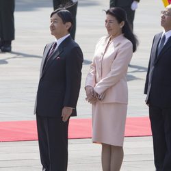 Naruhito y Masako de Japón en la ceremonia de bienvenida a los Reyes de España en el Palacio Imperial