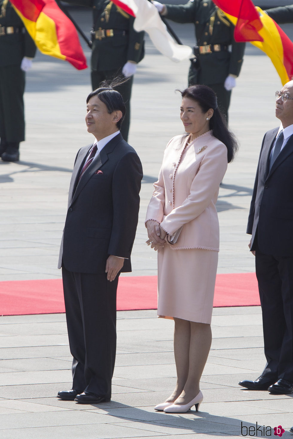 Naruhito y Masako de Japón en la ceremonia de bienvenida a los Reyes de España en el Palacio Imperial