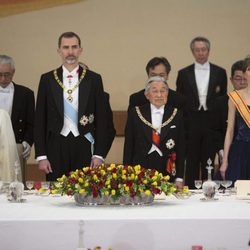 Los Reyes de España y los Emperadores de Japón en una cena de gala durante su Viaje de Estado