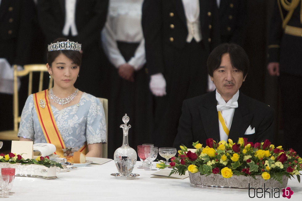 Mako de Japón y Akishino de Japón en la cena de gala en honor a los Reyes Felipe y Letizia