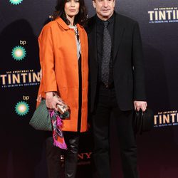 Lola Marceli y Juanjo Puigcorbé en el estreno de 'Las aventuras de Tintín: el secreto del unicornio' en Madrid