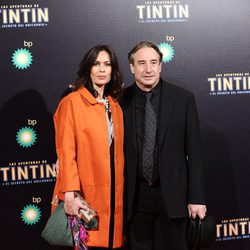 Lola Marceli y Juanjo Puigcorbé en el estreno de 'Las aventuras de Tintín: el secreto del unicornio' en Madrid