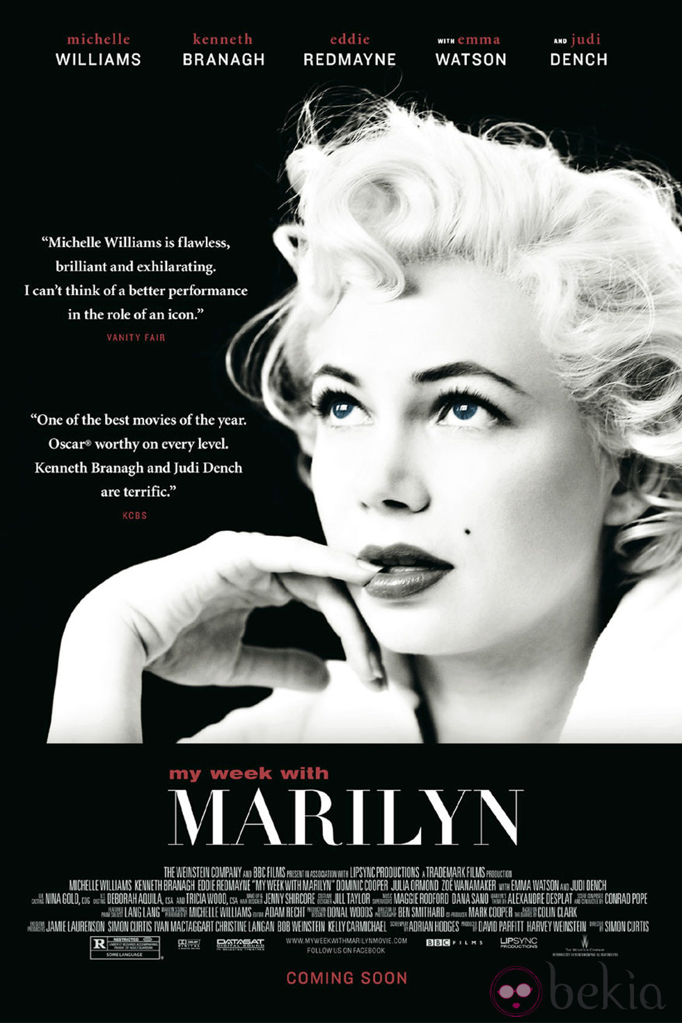 Michelle Williams en el cartel de la película 'My week with Marilyn'