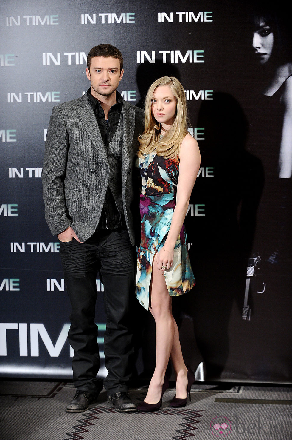 Amanda Seyfried y Justin Timberlake en el estreno de 'In time' en Madrid