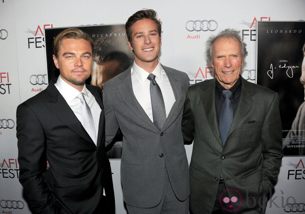 Leonardo DiCaprio, Armie Hammer y Clint Eastwood en la premiere de 'J. Edgar' en Los Angeles