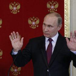 Vladimir Putin durante una conferencia en Moscú