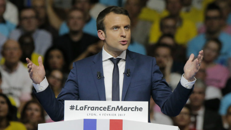 Emmanuel Macron durante un mitin de su campaña electoral