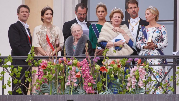 La Familia Real Danesa y la Familia Real Griega en el 80 cumpleaños de Harald y Sonia de Noruega