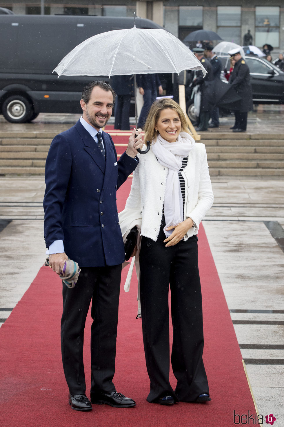 El príncipe Nicolás y la princesa Tatiana de Grecia en el 80 cumpleaños de Harald y Sonia de Noruega