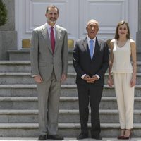 Los Reyes Felipe y Letizia con el presidente de Portugal en un almuerzo en La Zarzuela