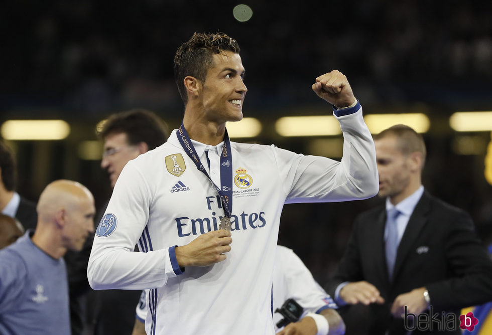 Cristiano Ronaldo celebrando la victoria del Real Madrid en la Champions 2017
