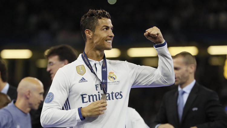 Cristiano Ronaldo celebrando la victoria del Real Madrid en la Champions 2017