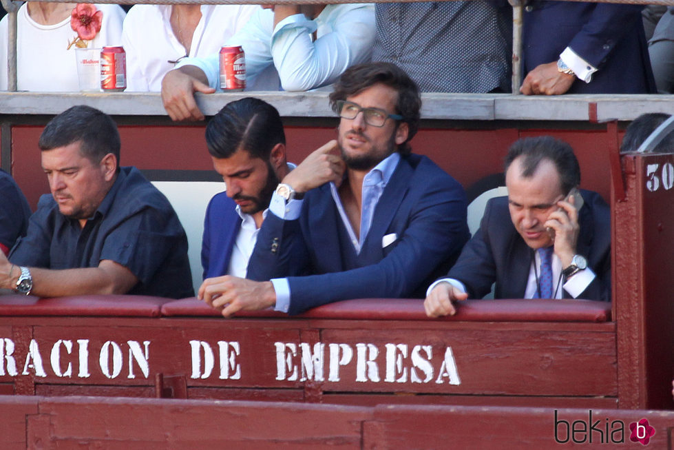 Feliciano López disfrutando junto a unos amigos de las fiestas taurinas de San Isidro 2017