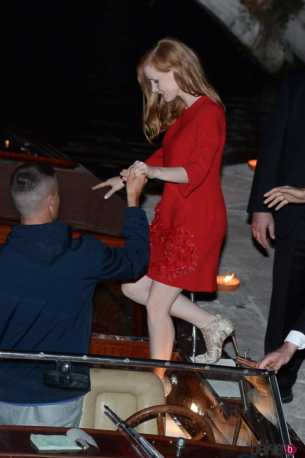 Jessica Chastain en la fiesta previa a su boda en Venecia