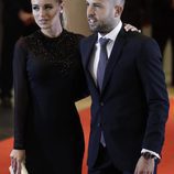 Jordi Alba y Romarey Ventura en la boda de Messi y Antonella Roccuzzo