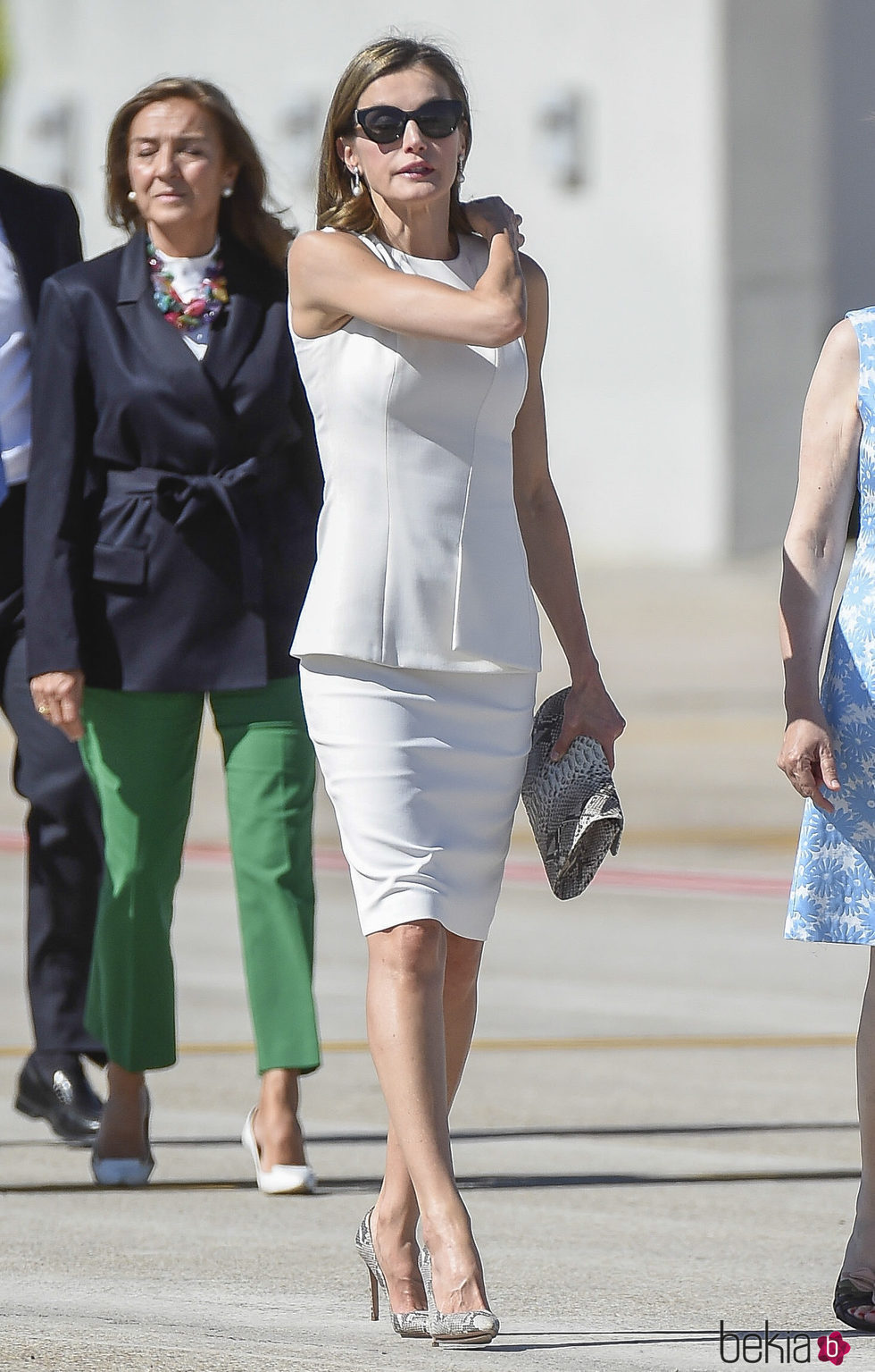 La Reina Letizia en su despedida en Barajas al comienzo de su Viaje de Estado a Reino Unido