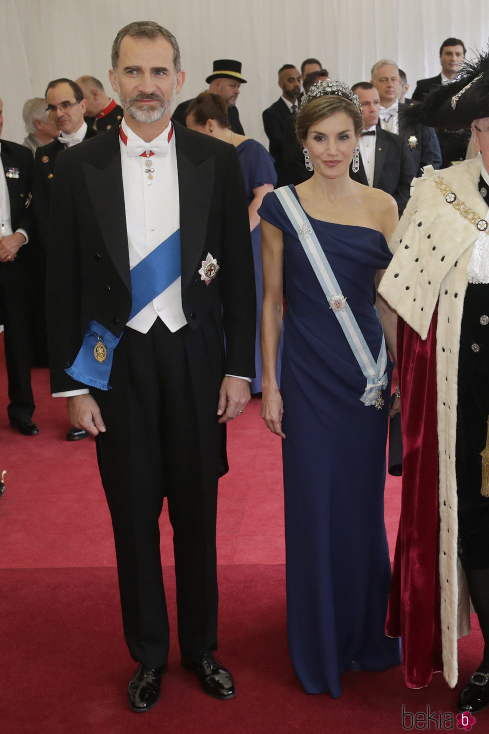 Los Reyes Felipe y Letizia en la cena en su honor en Guildhall