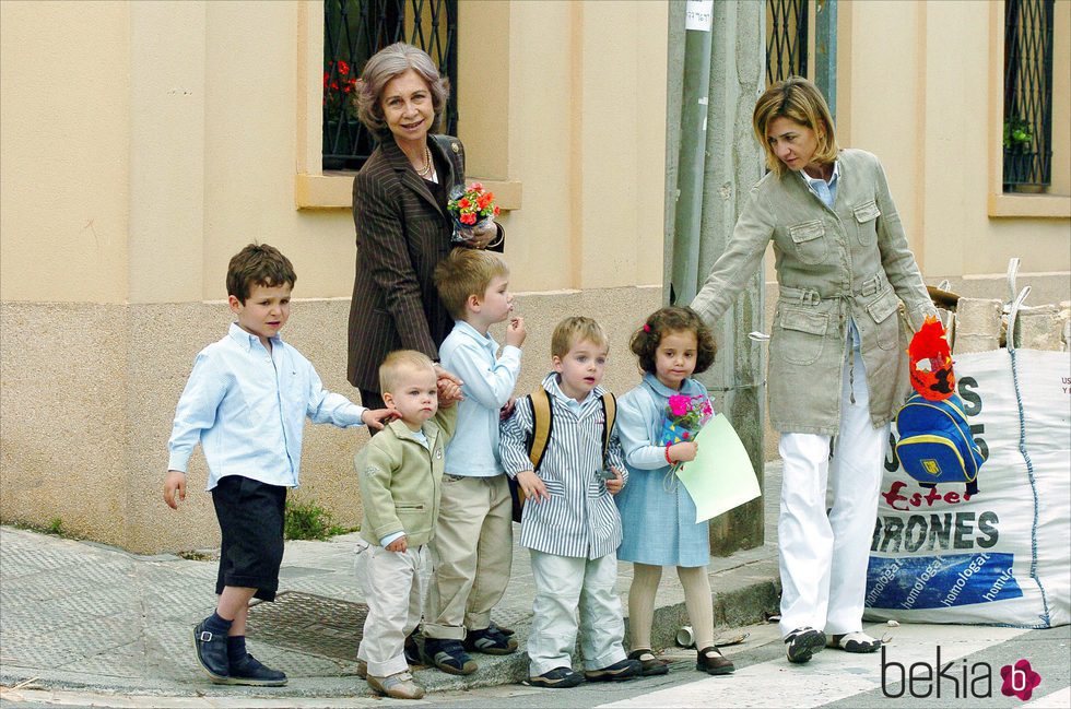 La Reina Sofía, la Infanta Cristina, Froilán, Victoria de Marichalar y Juan, Pablo y Miguel Urdangarin