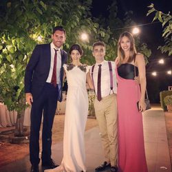 Canco Rodríguez con su mujer, Helen Lindes y Rudy Fernández durante su boda