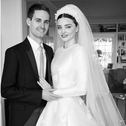 Evan Spiegel y Miranda Kerr el día de su boda